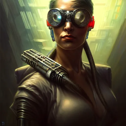 Image similar to front shot of a cyberpunk criminal character, intricate, elegant, highly detailed, centered, digital painting, artstation, concept art, smooth, sharp focus, illustration, artgerm, Tomasz Alen Kopera, Peter Mohrbacher, donato giancola, Joseph Christian Leyendecker, WLOP, Boris Vallejo