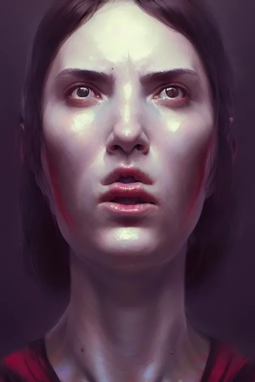 Image similar to portrait of ( ( ( ( maia sandu ) ) ) ) with a dramatic facial expression, by wlop, greg rutkowski, and peter mohrbacher, extremely detailed shading, concept art, character design, digital painting, trending on artstation, unreal engine 5, octane render, atmosphere, glow, cinematic lighting, full of color