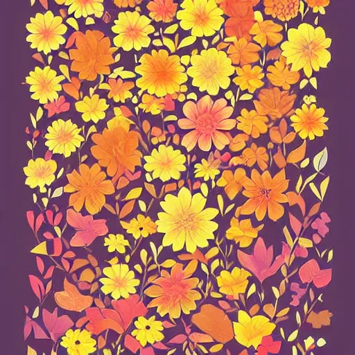 Image similar to let life be beautiful like summer flowers and death like autumn leaves, by victor ngai