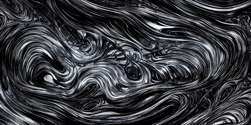 Image similar to Freeform ferrofluids, beautiful dark chaos, swirling black frequency, wide angle, super highly detailed, professional digital painting, artstation, concept art, smooth, sharp focus, no blur, no dof, extreme illustration, Unreal Engine 5, Photorealism, HD quality, 8k resolution, cinema 4d, 3D, beautiful, cinematic, art by artgerm and greg rutkowski and alphonse mucha and loish and WLOP