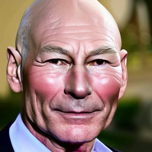 Image similar to photograph of Patrick Stewart dressed as the tooth fairy