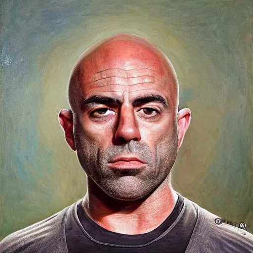 Prompt: joe rogan wearing a dress, oil painting, full body image, hyper realistic, close up, symmetrical, 4 k, highly ornate intricate details,