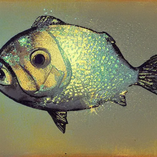 Image similar to fish with disco ball texture by ilya repin