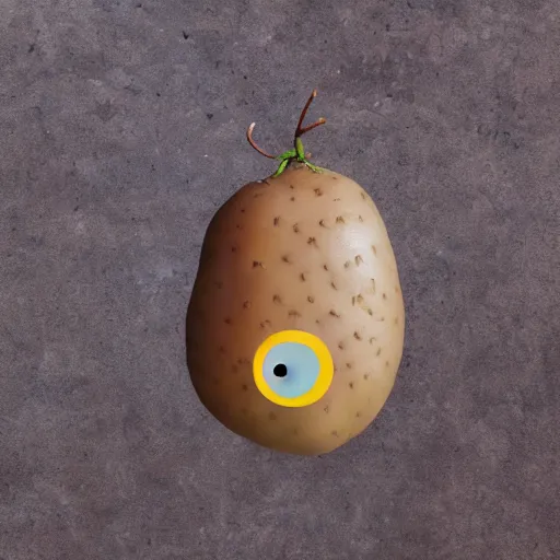 Image similar to a flying potato with eyes