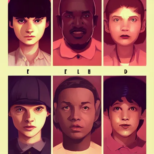 Image similar to face icon stylized minimalist stranger things, loftis, cory behance hd by jesper ejsing, by rhads, makoto shinkai and lois van baarle, ilya kuvshinov, rossdraws global illumination