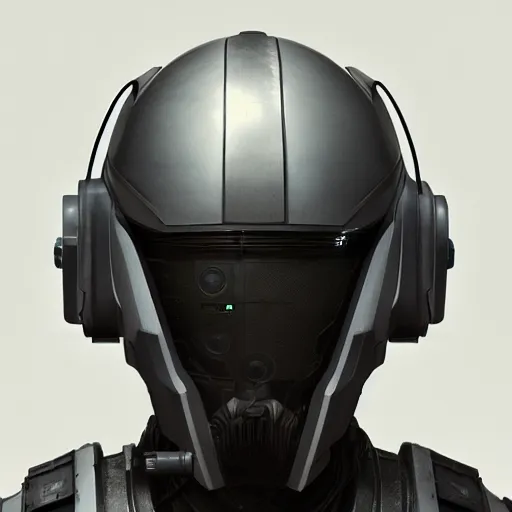 a futuristic helmet and tactical gear design, highly