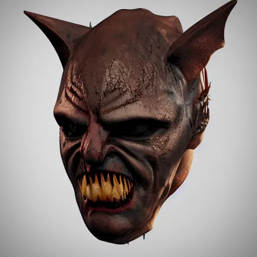 Image similar to a realistic rustic vampire bat steel mask, epic scale, character concept art, face symmetry, intricate accurate details, artstation trending, octane render, cinematic color grading, soft light, rule of thirds, golden ratio, like a professional model, cinematic, 8 k, clear.