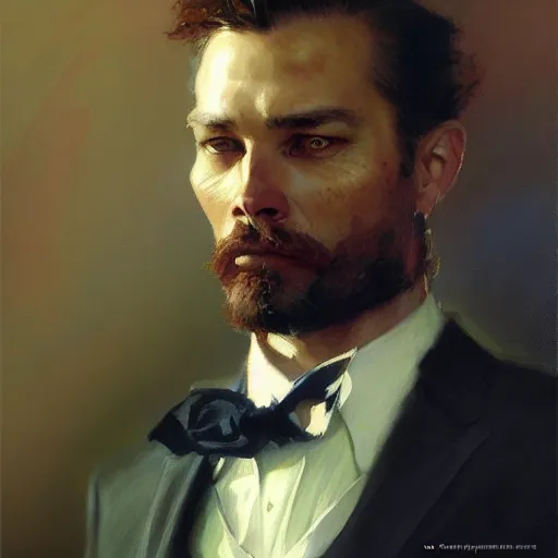 Prompt: a portrait of an animal wearing a suit. highly detailed painting by gaston bussiere, craig mullins, j. c. leyendecker, furry