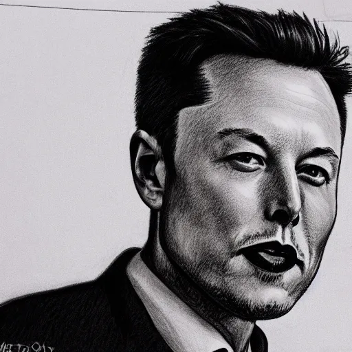 Image similar to pencil drawing of Elon musk