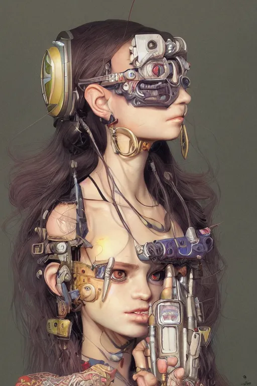 Image similar to portrait of beautiful young goblin, cyberpunk, Warhammer, highly detailed, artstation, illustration, art by Gustav Klimt and Range Murata and Ilya Kuvshinov and Sakimichan