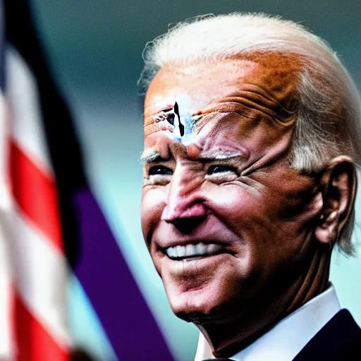 Image similar to joe biden as the terminator hunting down donald trump