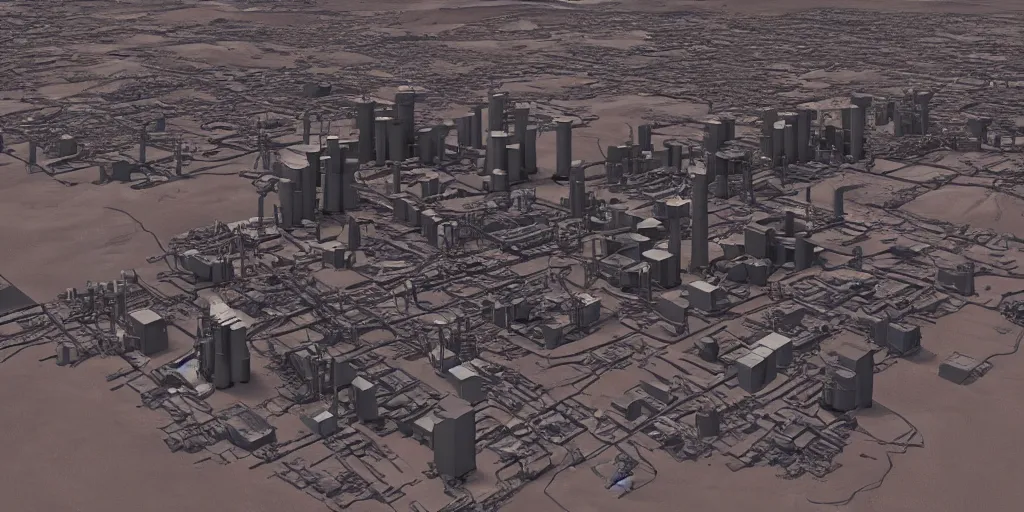 Prompt: industrial city in mars