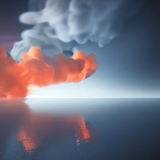 Image similar to smoke on the water and fire in the sky, octane render,