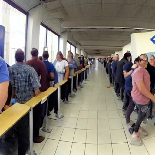 Image similar to Gopro footage of me standing in line in the DMV, POV