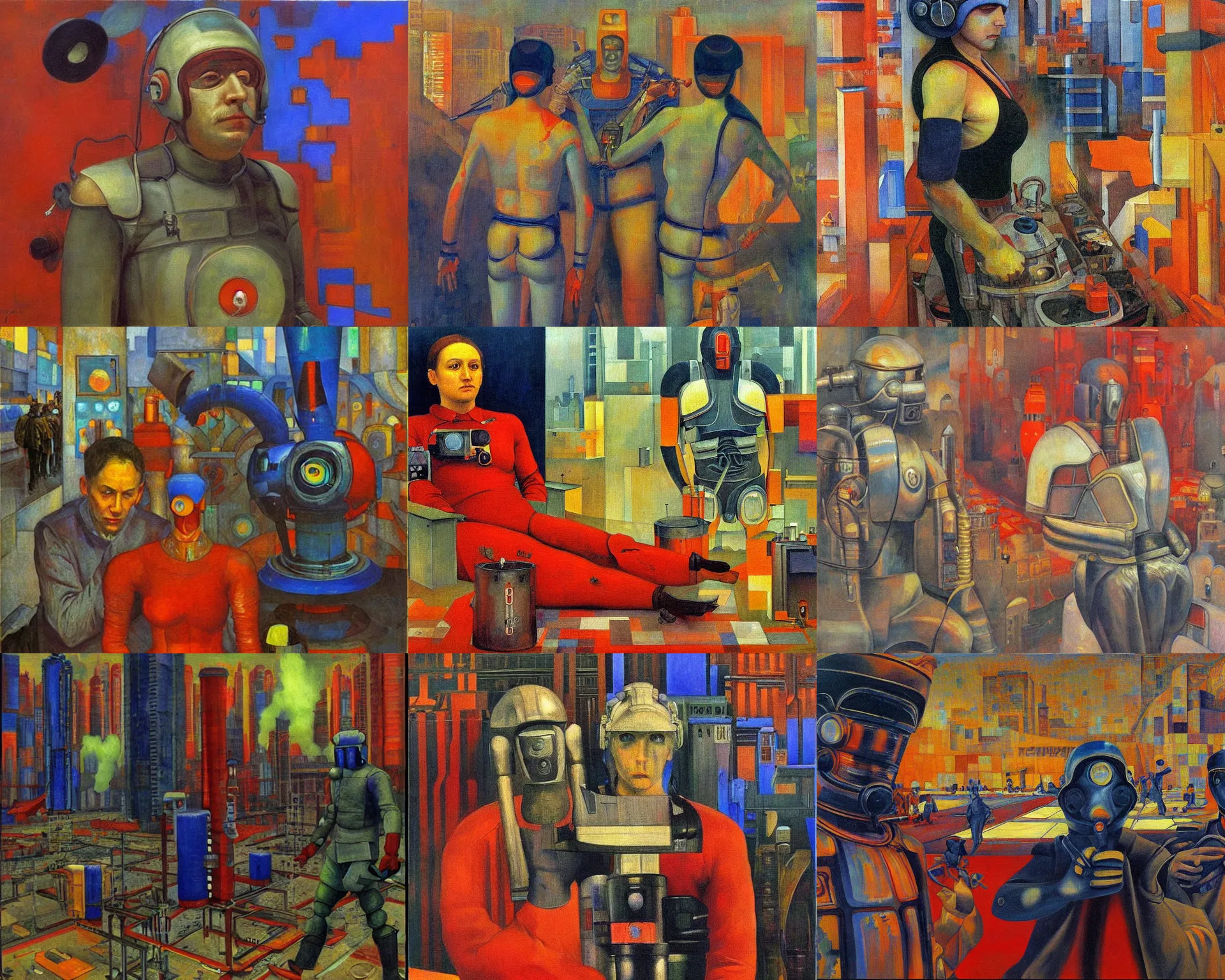 Prompt: painting by kuzma petrov - vodkin, cyberpunk