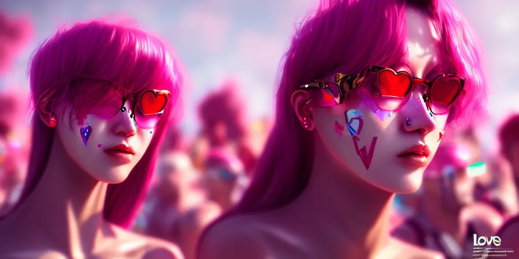 Prompt: Photorealistic people at love parade by KDA and Sam Yang, trending on artstation