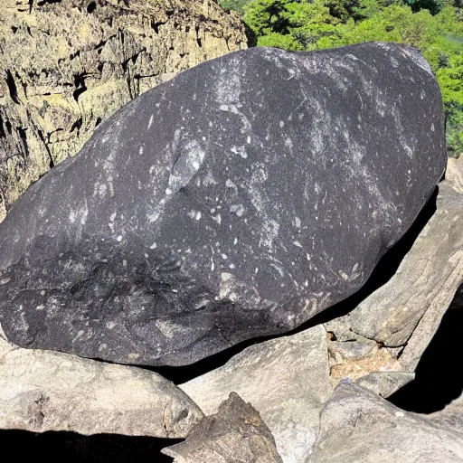 Image similar to humongous obsidian boulder, highly detailed photo