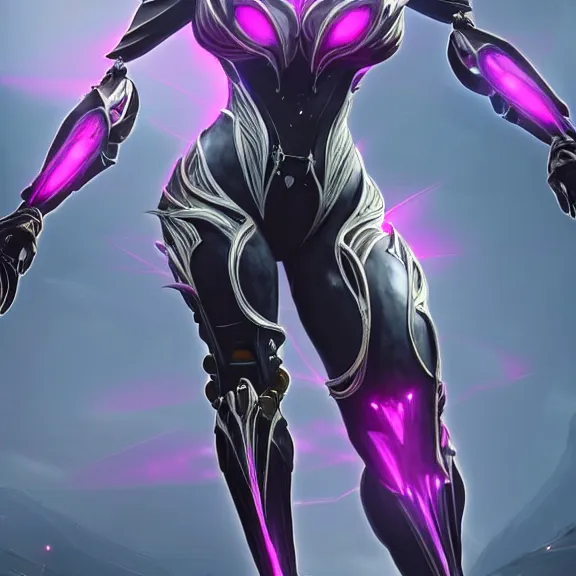 Image similar to highly detailed giantess shot exquisite warframe fanart, looking up at a giant 500 foot tall beautiful stunning saryn prime female warframe, as a stunning anthropomorphic robot female dragon, looming over you, posing elegantly, dancing over you, your view between the legs, white sleek armor with glowing fuchsia accents, proportionally accurate, anatomically correct, sharp robot dragon claws for hands and feet, two arms, two legs, camera close to the legs and feet, giantess shot, upward shot, ground view shot, leg and thigh shot, epic low shot, high quality, captura, sci-fi, realistic, professional digital art, high end digital art, furry art, macro art, giantess art, anthro art, DeviantArt, artstation, Furaffinity, 3D realism, 8k HD octane render, epic lighting, depth of field