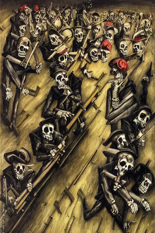 Image similar to death row, highly detailed painting by otto dix