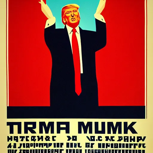 Image similar to soviet propaganda poster of donald trump, soviet art, 4 k, viktor semenovich