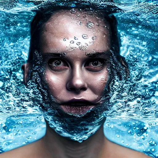 Image similar to a water manipulation in the shape of a human head, on the ocean water, cinematic, in the style of johnson tsang, long shot, hyper detailed, hyper realistic, ray tracing, 8 k resolution, sharp focus, realistic water, award winning