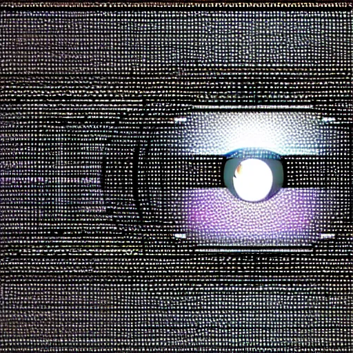 Image similar to a cyberpunk staring eye with a black rhombus in the background