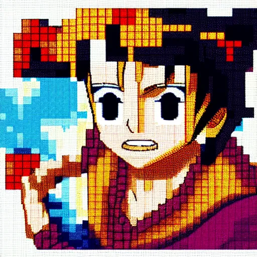 Prompt: ruffy one piece pixel art