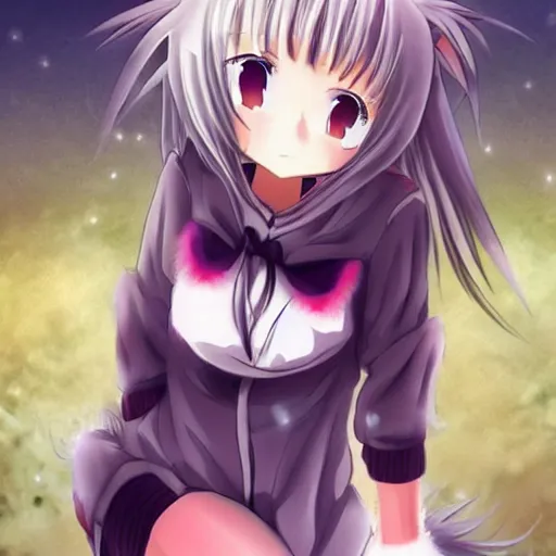 Beautiful, anime wolf girl, kawaii