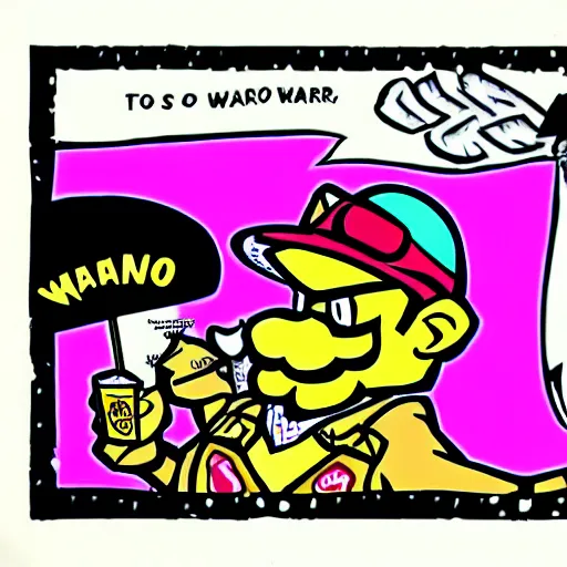 Image similar to Wario in style of bats over barstow