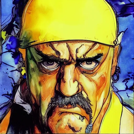 Image similar to Hulk Hogan as the pope, drawn by Yoji Shinkawa, water color