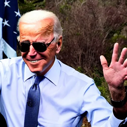 Image similar to joe biden looking really high while smoking a blunt, award winning candid photograph