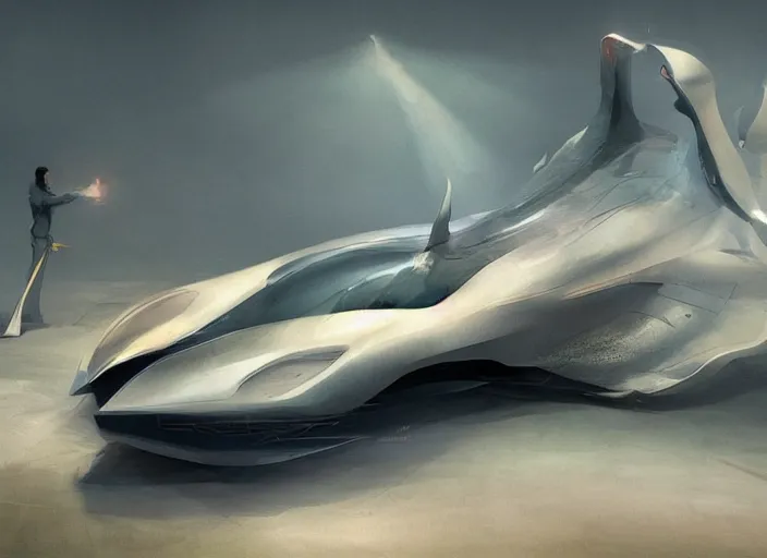 Image similar to a beautiful concept design of a car that looks like a shark. car design by cory loftis, fenghua zhong, ryohei hase, ismail inceoglu and ruan jia, henrik fisker and bruce kaiser and scott robertson and dmitry mazurkevich and doruk erdem and jon sibal, volumetric light.