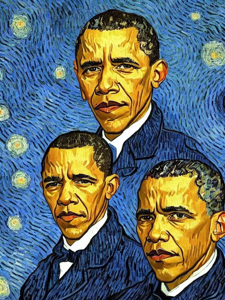 Image similar to Barak Obama portrait by Van Gogh