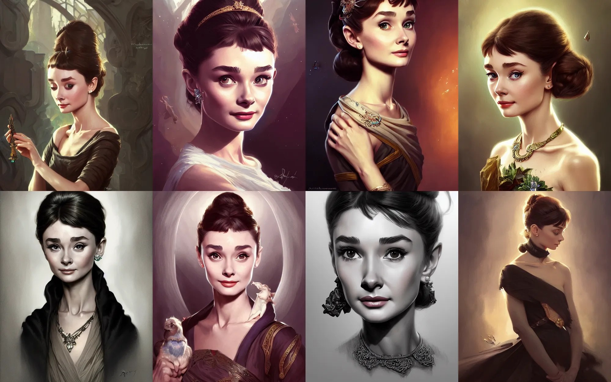 Prompt: photography of young audrey hepburn, deep focus, d & d, fantasy, intricate, elegant, highly detailed, digital painting, artstation, concept art, matte, sharp focus, illustration, hearthstone, art by artgerm and greg rutkowski and alphonse mucha