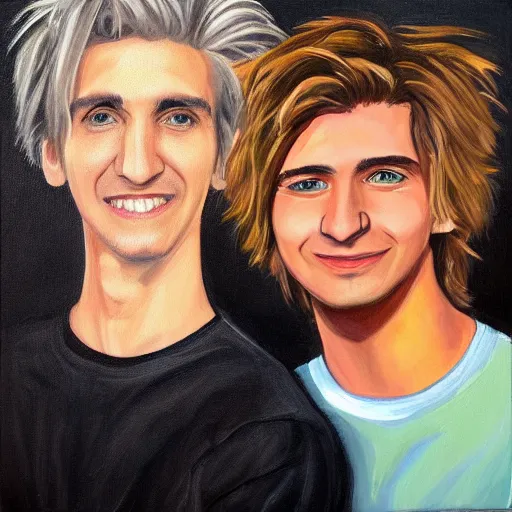 Image similar to Portrait of xQc with Pepega , oil painting