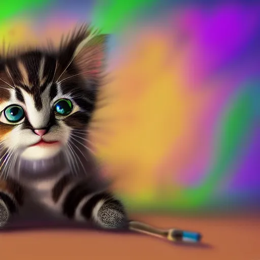 Prompt: a cute kitten streaming on twitch with microphone, digital art, very detailed 4k by Pixar