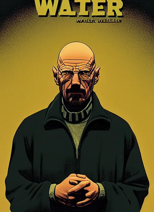 Image similar to poster artwork by Michael Whelan and Tomer Hanuka, of Walter White, from scene from Twin Peaks, clean