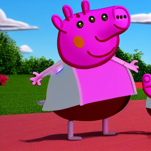 Image similar to a 3 d version of peppa pig, cgi, ultra high quality, 8 k