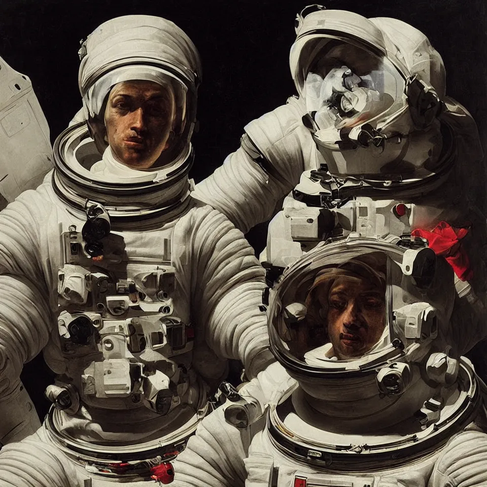 Prompt: a detailed bust of an astronaut by caravaggio, dynamic lighting, cinematic, epic composition, masterpiece