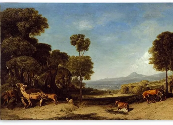 Prompt: highly detailed landscape of the african velt, animals, beautiful, bright atmosphere : claude lorrain