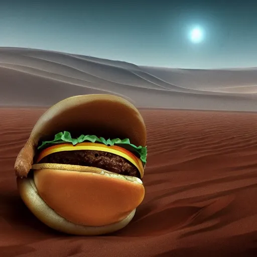 Prompt: burger king on arrakis, photorealistic, ultra detailed, 4 k, 8 k, arrakis, dune, desert planet, shai hulud, firemen