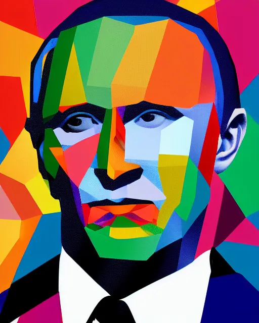 Image similar to cubist portrait of vladimir putin cutout digital illustration cartoon colorful beeple vector art