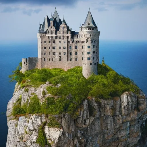 Prompt: a picture of a castle on a cliff floating in the sky