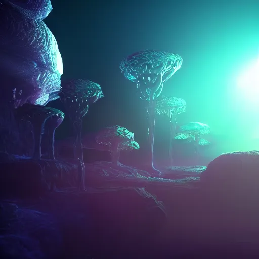 Prompt: gentle, curious, caring alien life form, intricate, volumetric lighting