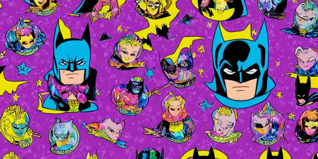 Image similar to batman in the style of lisa frank