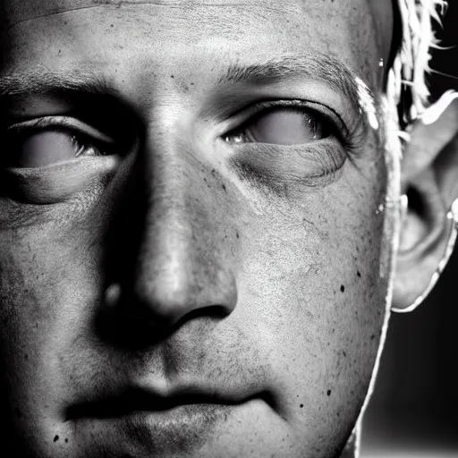 Prompt: close up portrait of mark zuckerberg, but has patches of lizard skin, 8 k, bokeh