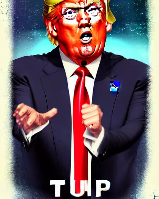 Image similar to digital art, fantasy portrait of donald trump with the number 5 floating in space, by james jean, by ross tran, ultra detailed, character design, concept art, trending on artstation,