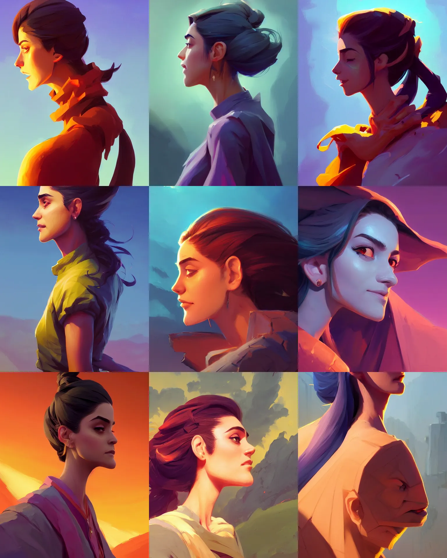 Prompt: side - profile painted portrait, maya ali, sorcerer, unreal engine, dynamic lighting, smooth, gaudy colors, octane render aesthetic, matte painting concept art, official fanart behance hd artstation by jesper ejsing, by rhads and makoto shinkai and lois van baarle and ilya kuvshinov and rossdraws