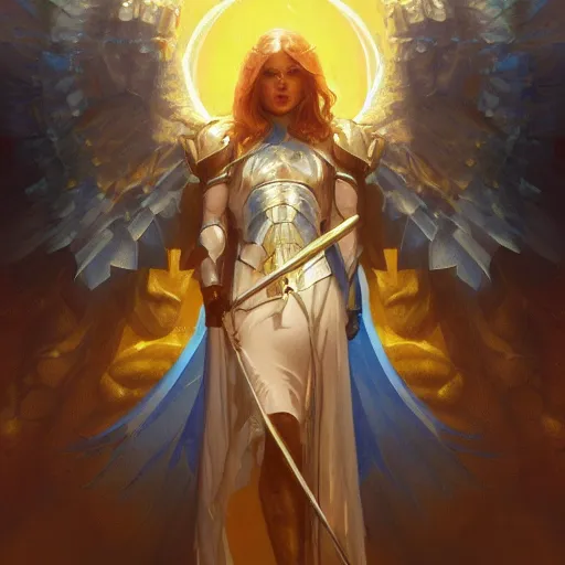 Prompt: warriors of light like angels, blue and yellow, highly detailed, digital painting, artstation, concept art, smooth, sharp focus, illustration, cinematic lighting, art by artgerm and greg rutkowski and alphonse mucha