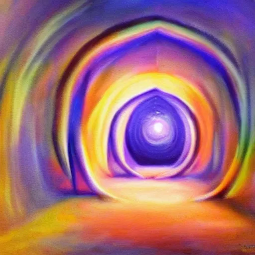 Prompt: stepping through the portal into the alternative multiverse, beautiful painting, gorgeous light